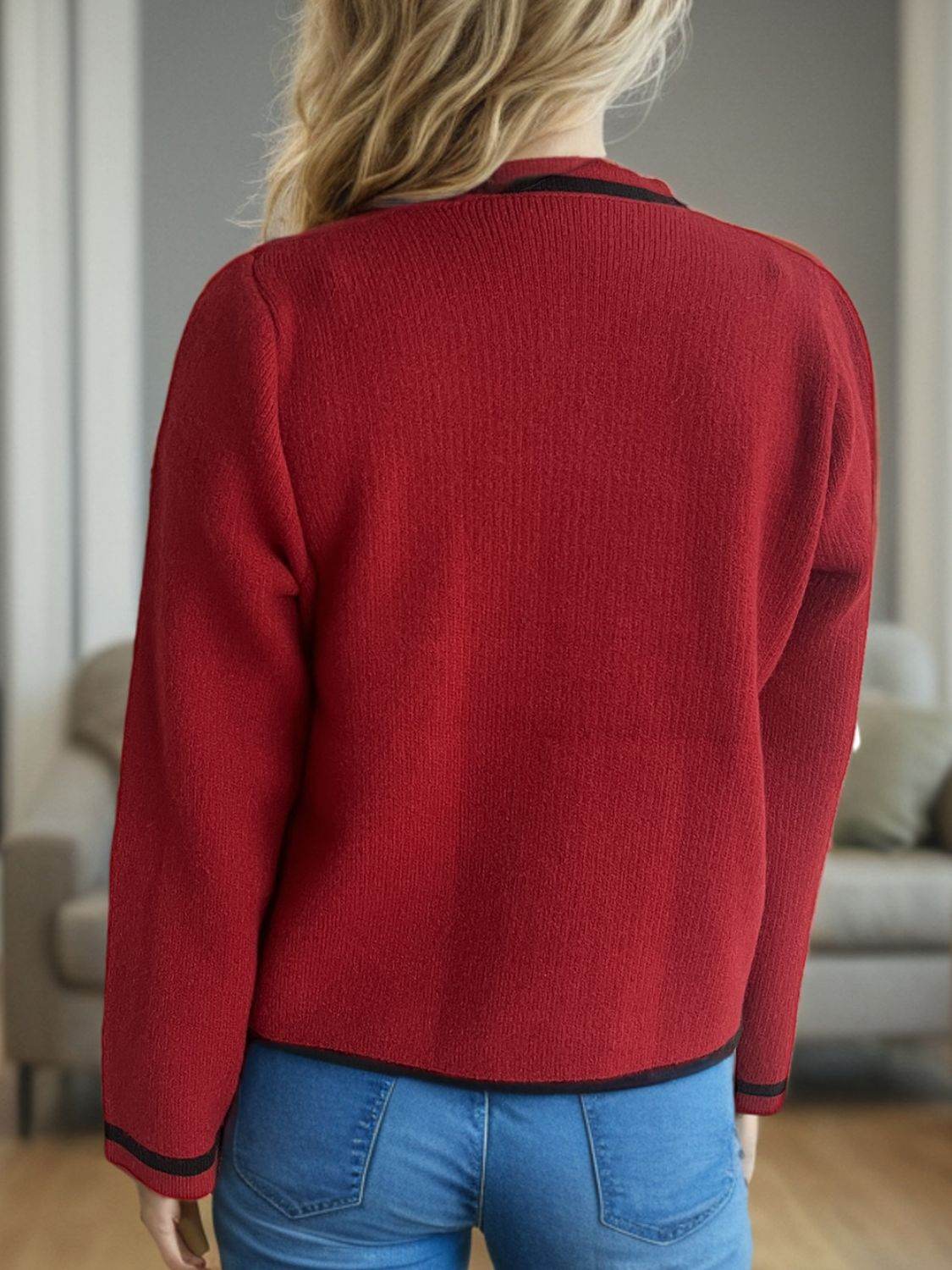 Button Down Long Sleeve Cardigan - Delanoir