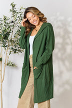 Basic Bae Full Size Hooded Sweater Cardigan - Delanoir
