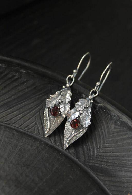 Alloy Rhinestone Leaf Shape Earrings - Delanoir