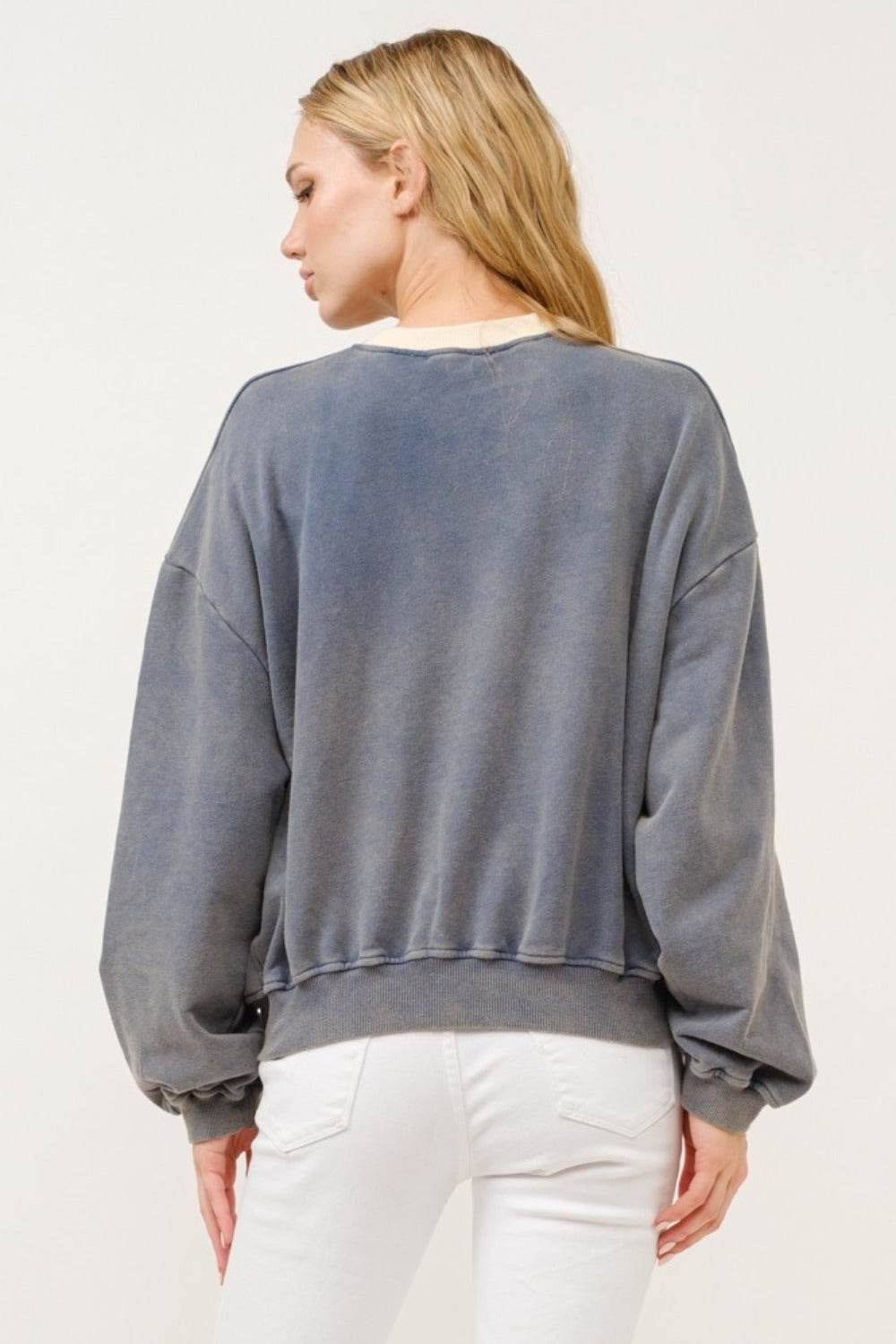 And The Why BEVERLY HILLS 92 CALIFORNIA Contrast Crop Sweatshirt - Delanoir