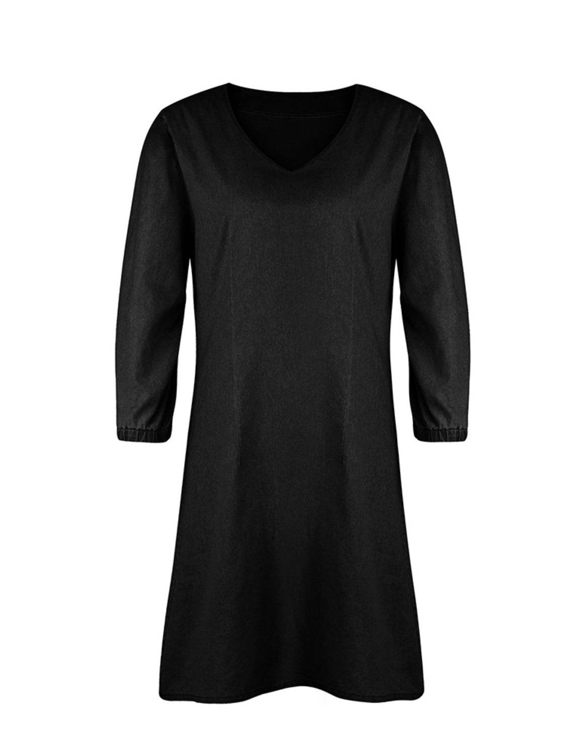 Full Size V-Neck Half Sleeve Dress - Delanoir