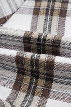 Full Size Plaid Collared Neck Balloon Sleeve Mini Shirt Dress - Delanoir