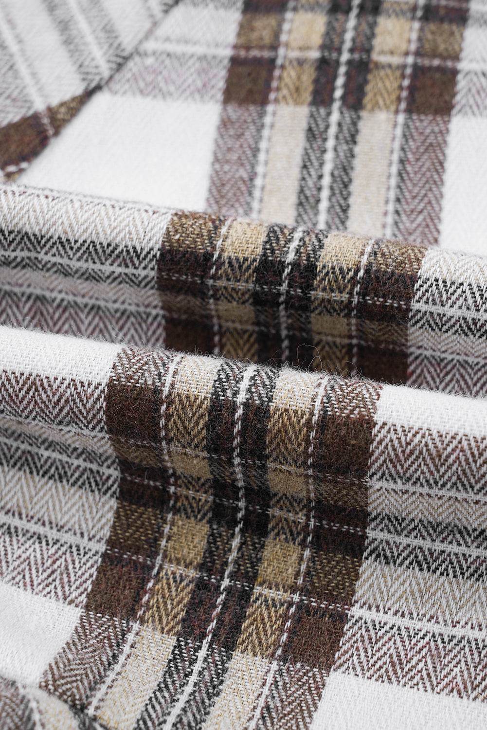Full Size Plaid Collared Neck Balloon Sleeve Mini Shirt Dress - Delanoir