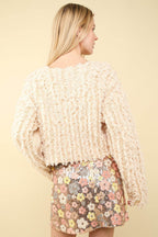 VERY J Shaggy Yarn Knit Zip Up Jacket - Delanoir