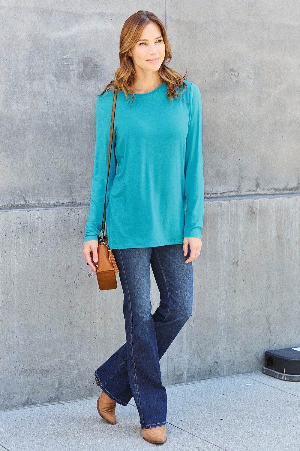 Basic Bae Full Size Round Neck Long Sleeve Top - Delanoir