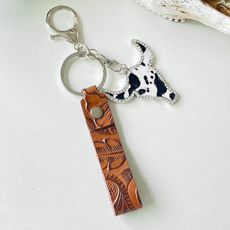 Rhinestone Bull Keychain - Delanoir