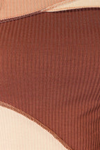 Double Take Color Block Exposed Seam Long Sleeve Top - Delanoir