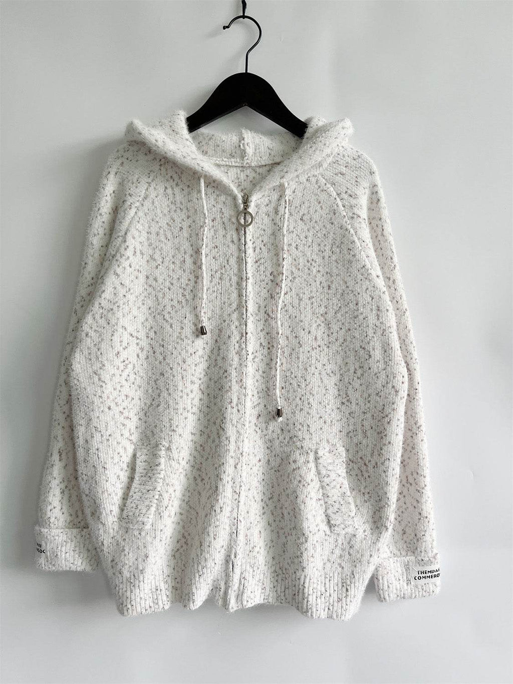 Zip Up Drawstring Long Sleeve Hooded Sweater - Delanoir