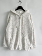 Zip Up Drawstring Long Sleeve Hooded Sweater - Delanoir