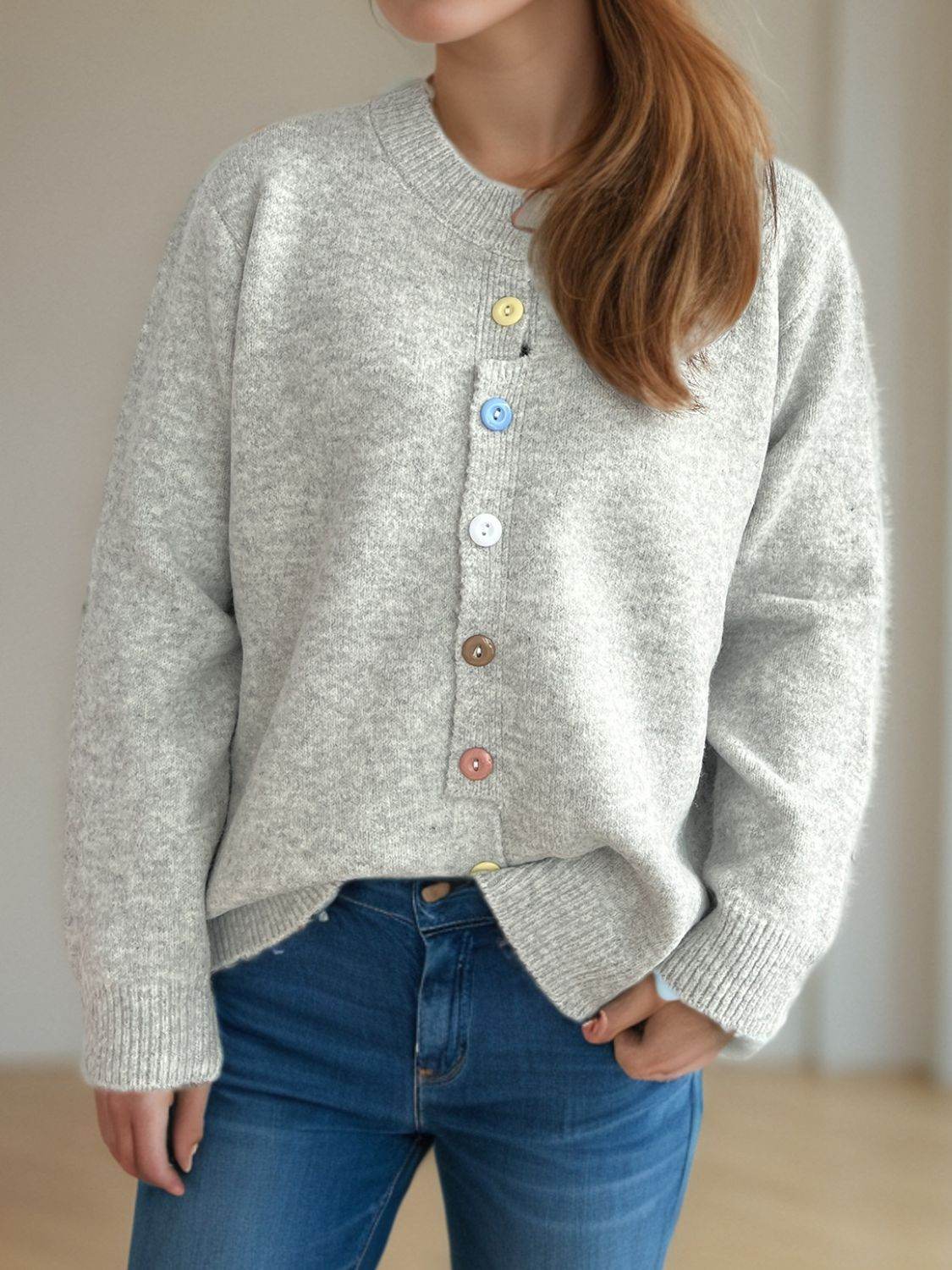 Button Down Long Sleeve Cardigan - Delanoir