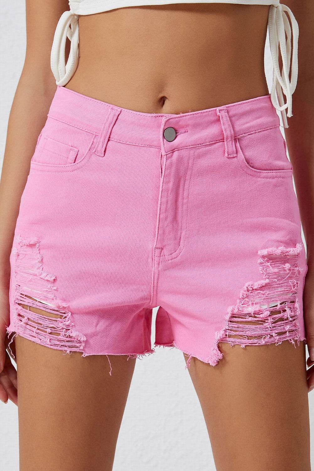 Distressed Denim Shorts - Delanoir