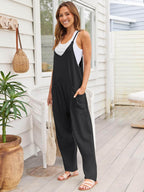 V-Neck Spaghetti Strap Jumpsuit - Delanoir