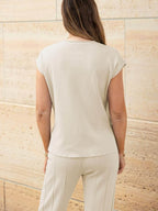 Round Neck Cap Sleeve Top and Pants Knit Set - Delanoir