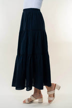 White Birch High Waisted Tiered Maxi Skirt - Delanoir