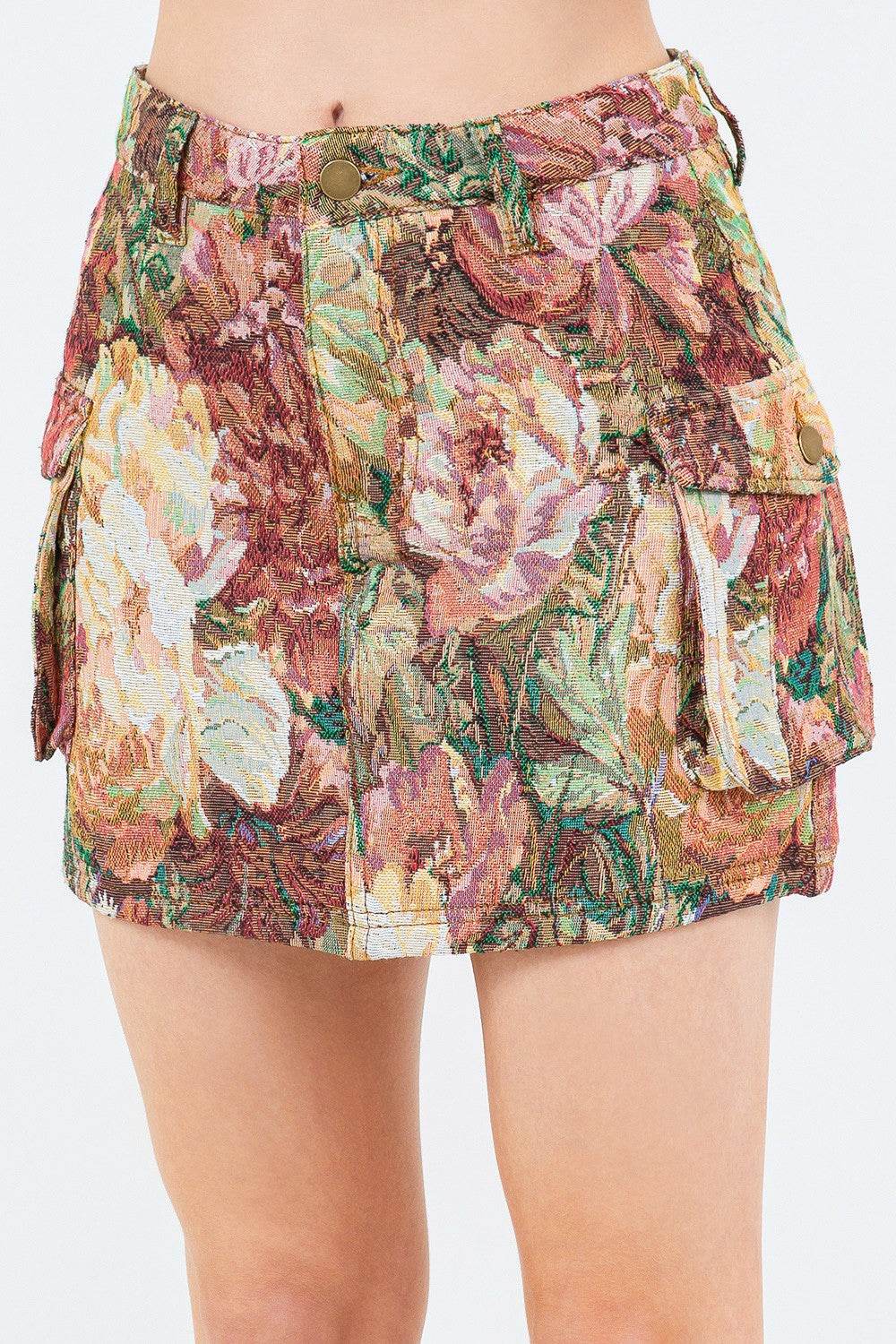 American Bazi Jacquard Weave Cargo Pocket Skirt - Delanoir