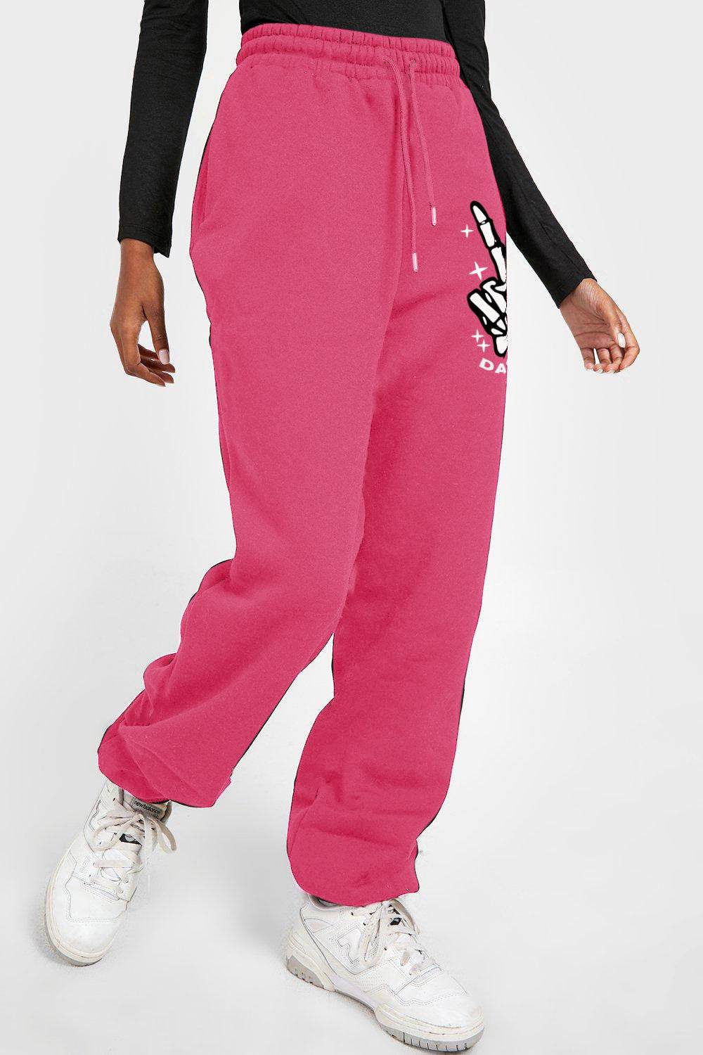 Simply Love Simply Love Full Size Drawstring DAY YOU DESERVE Graphic Long Sweatpants - Delanoir