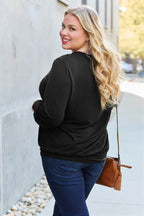 Basic Bae Full Size V-Neck Lantern Sleeve Top - Delanoir