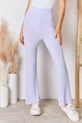 RISEN Full Size High Waist Ultra Soft Knit Flare Pants - Delanoir