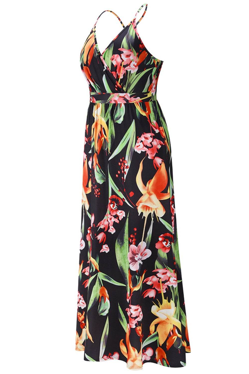 Crisscross Printed Surplice Cami Dress - Delanoir