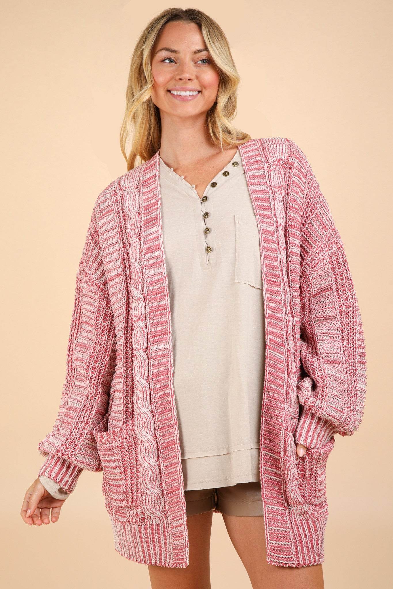 VERY J Cable Knit Open Front Cardigan - Delanoir
