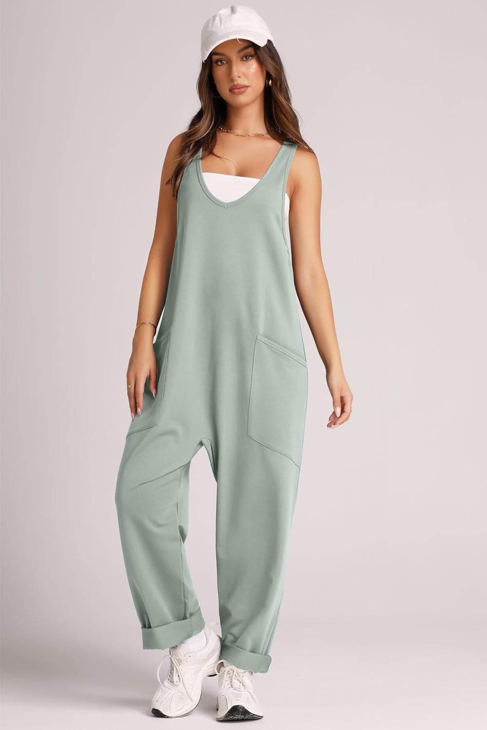 Lovelet Wide Strap Jumpsuit with Pockets - Delanoir