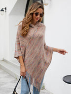 Fringe Hem Hooded Poncho - Delanoir
