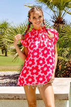 BiBi Floral Contrast Ruffled Top - Delanoir