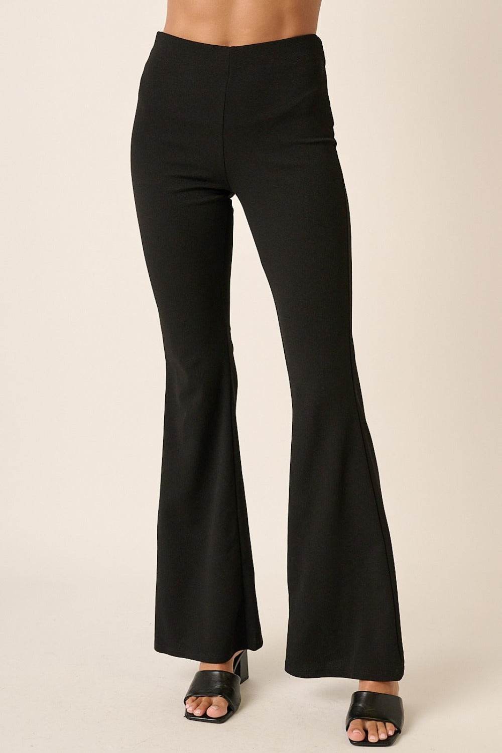 Mittoshop Crepe Knit Elastic Waist Flare Leg Pants - Delanoir