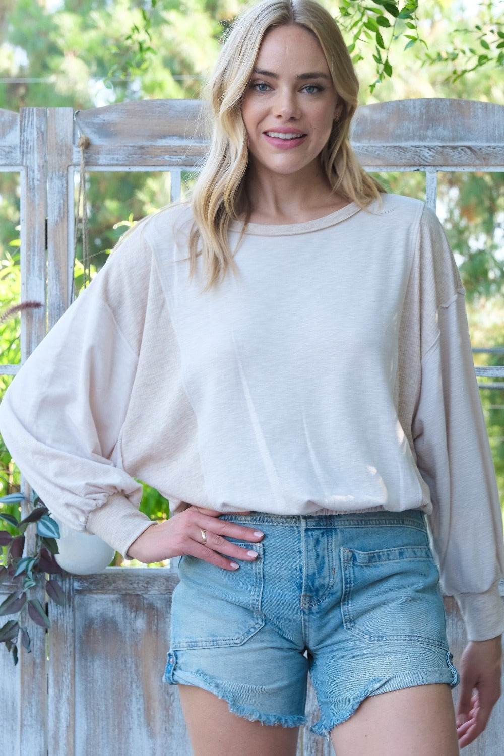 Hailey & Co Rib and Two Tone Knit Mixed Top - Delanoir
