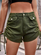 Drawstring Denim Shorts with Pockets - Delanoir
