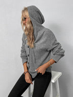 Button-Down Long Sleeve Hooded Sweater - Delanoir