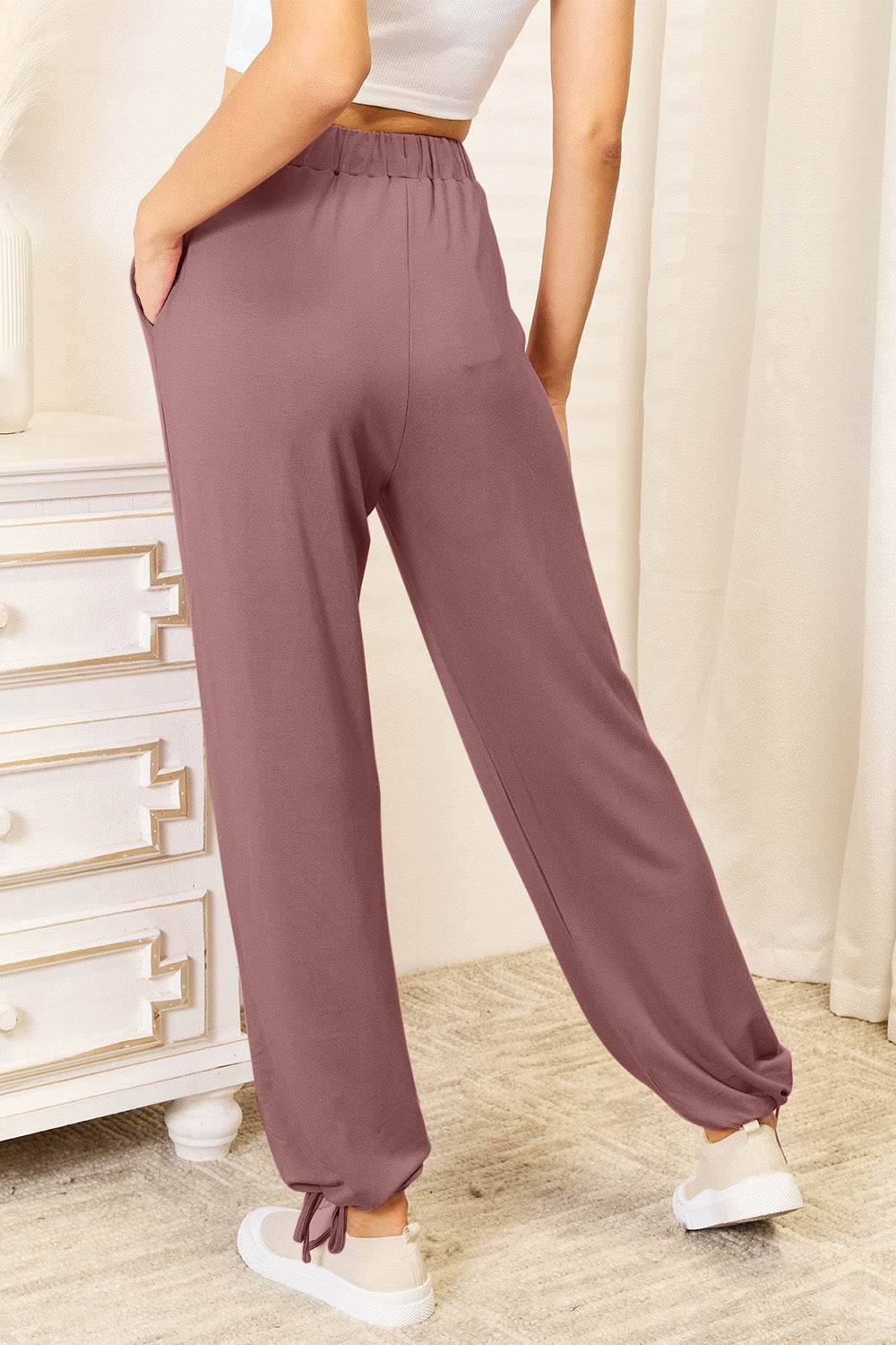 Basic Bae Full Size Soft Rayon Drawstring Waist Pants with Pockets - Delanoir
