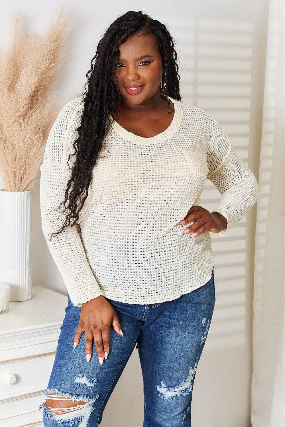 Culture Code Full Size Scoop Neck Patch Pocket Top - Delanoir