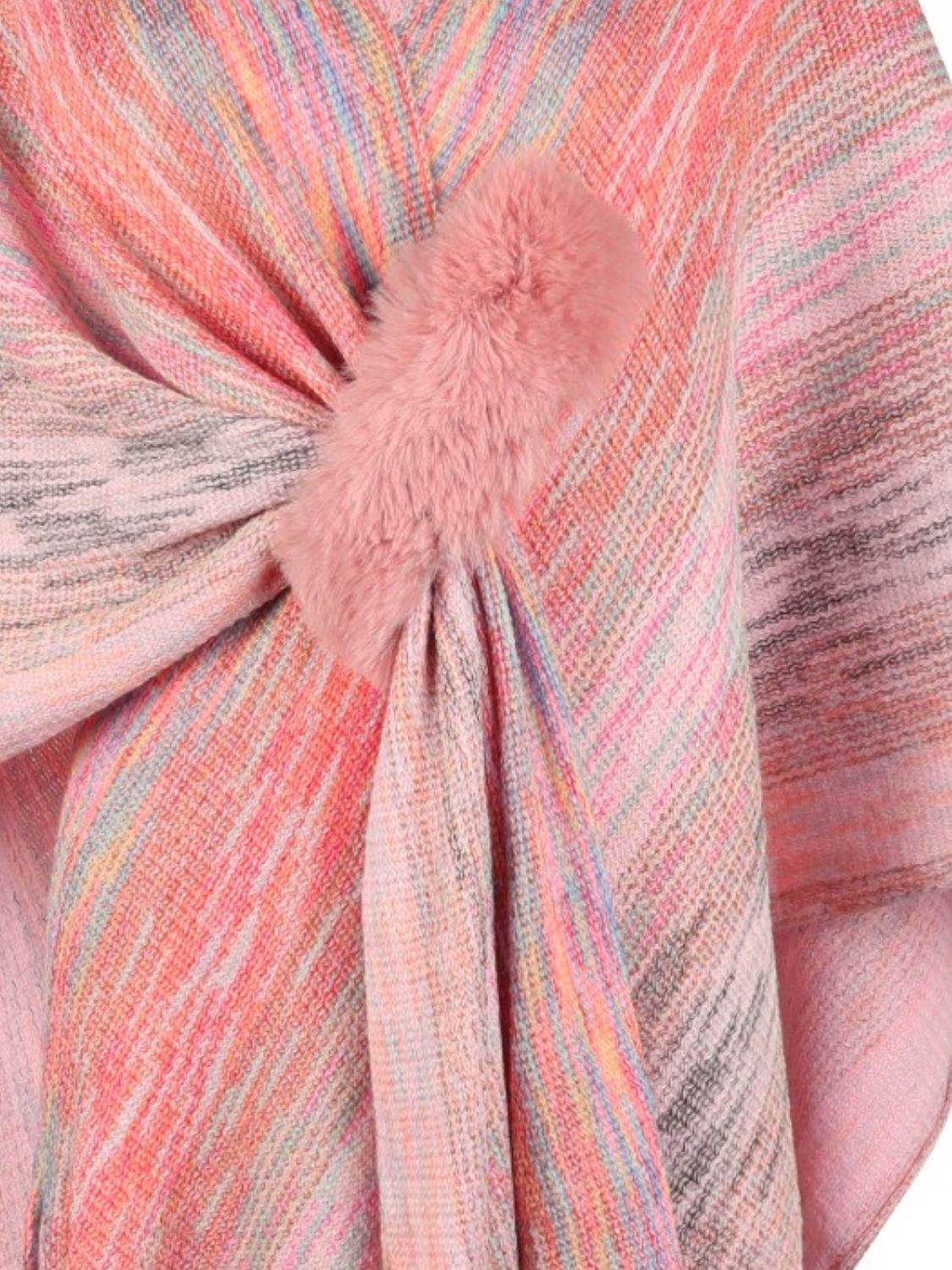 Heathered Fringe Hem Poncho - Delanoir