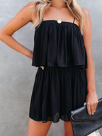 Ruched Spaghetti Strap Romper - Delanoir