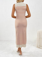 Round Neck Sleeve Midi Knit Dress - Delanoir