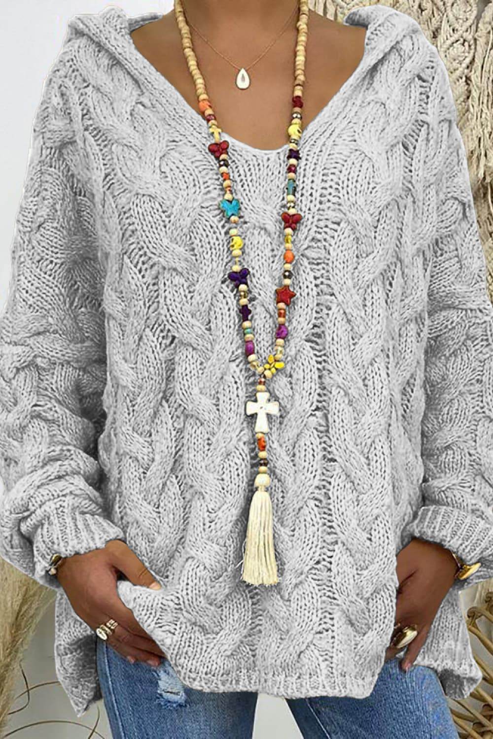 Cable-Knit Hooded Sweater - Delanoir