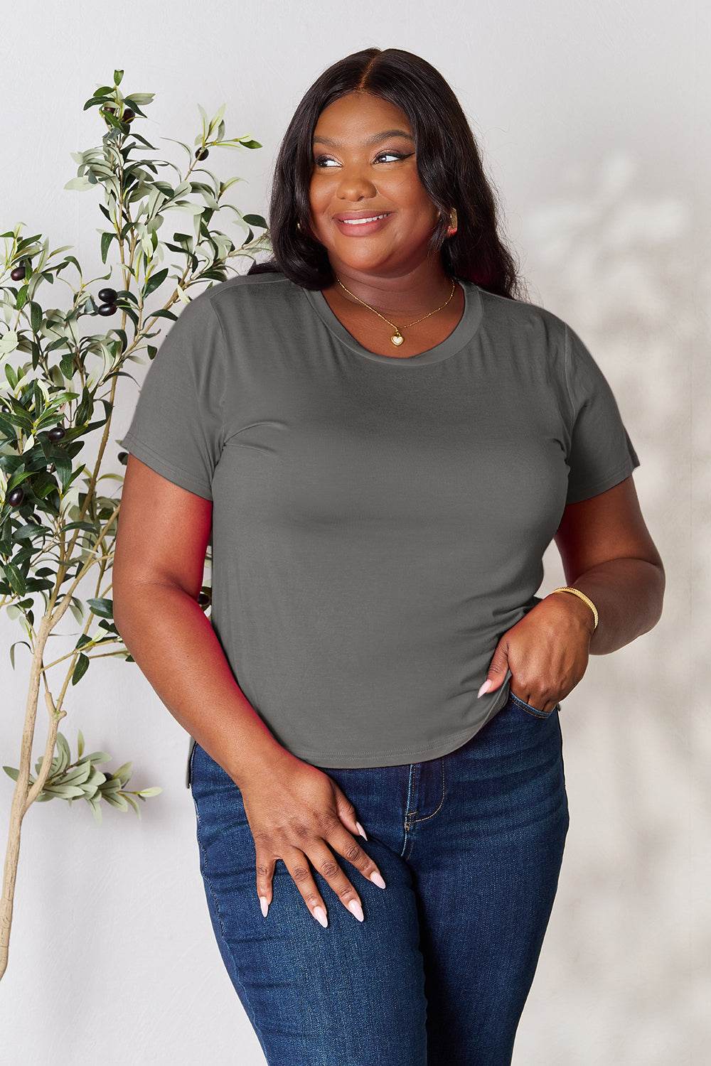 Basic Bae Full Size Round Neck Short Sleeve T-Shirt - Delanoir