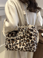 Faux Fur Leopard Shoulder Bag - Delanoir