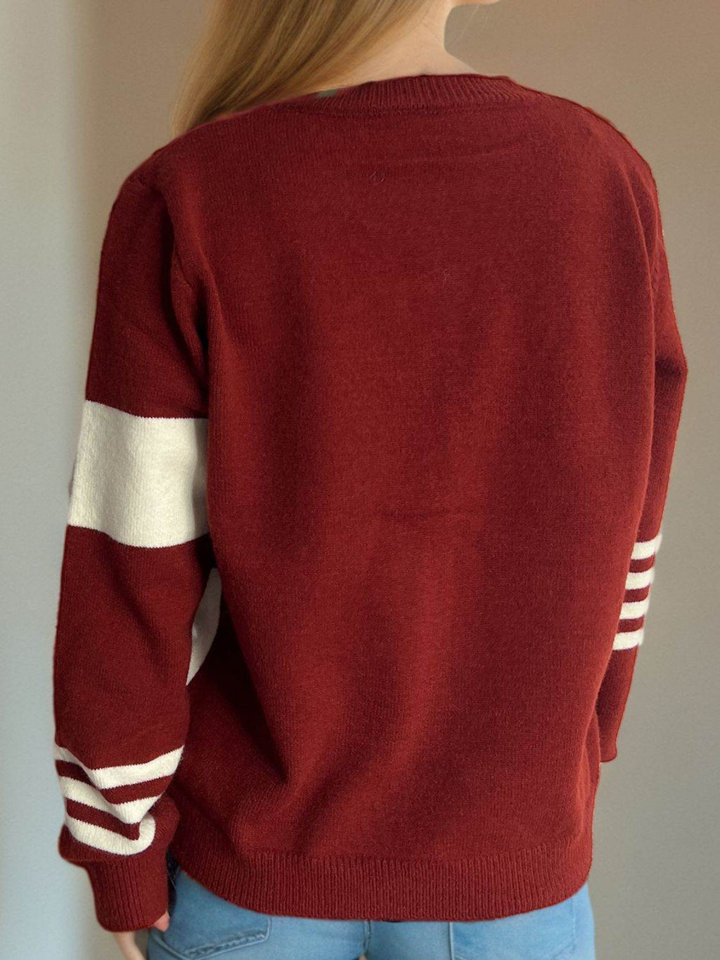 Striped Color Block Round Neck Cardigan - Delanoir