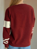 Striped Color Block Round Neck Cardigan - Delanoir
