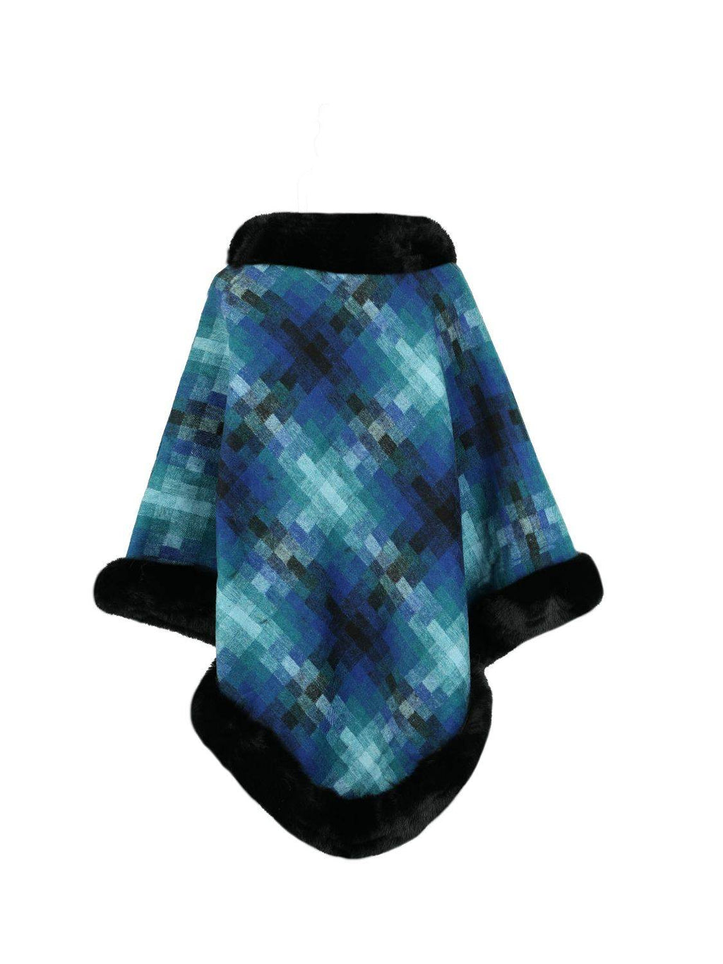 Faux Fur Trim Poncho - Delanoir