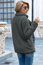 Ivy Lane Full Size Lapel Collar Sherpa Coat - Delanoir