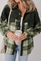 Snap Down Collared Neck Plaid Shacket - Delanoir