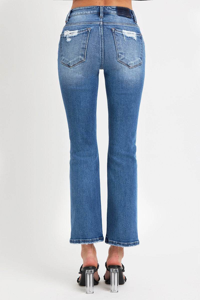 RISEN Full Size Mid Rise Ankle Straight Jeans with Pockets - Delanoir