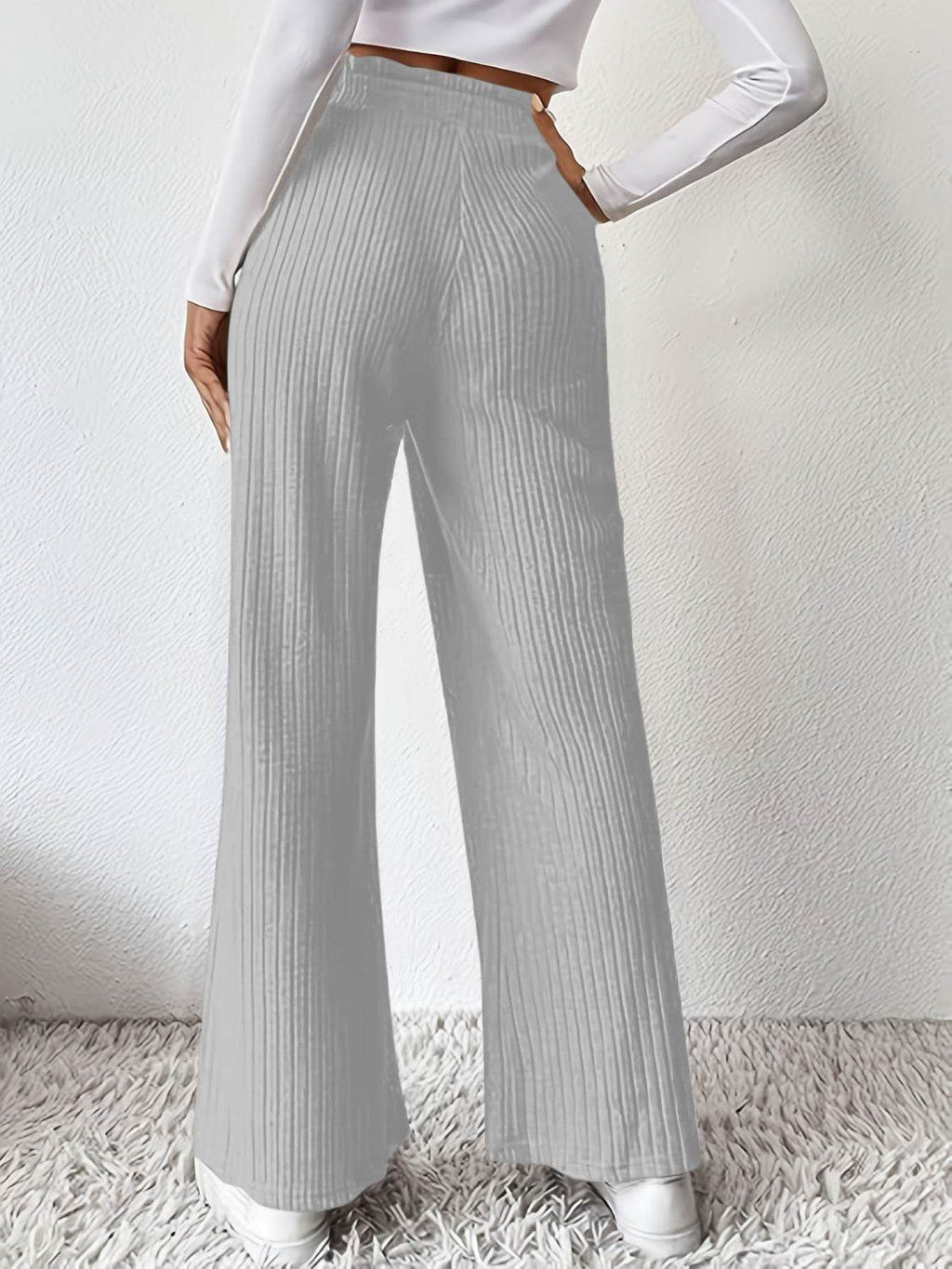 Ribbed High Waist Pants - Delanoir