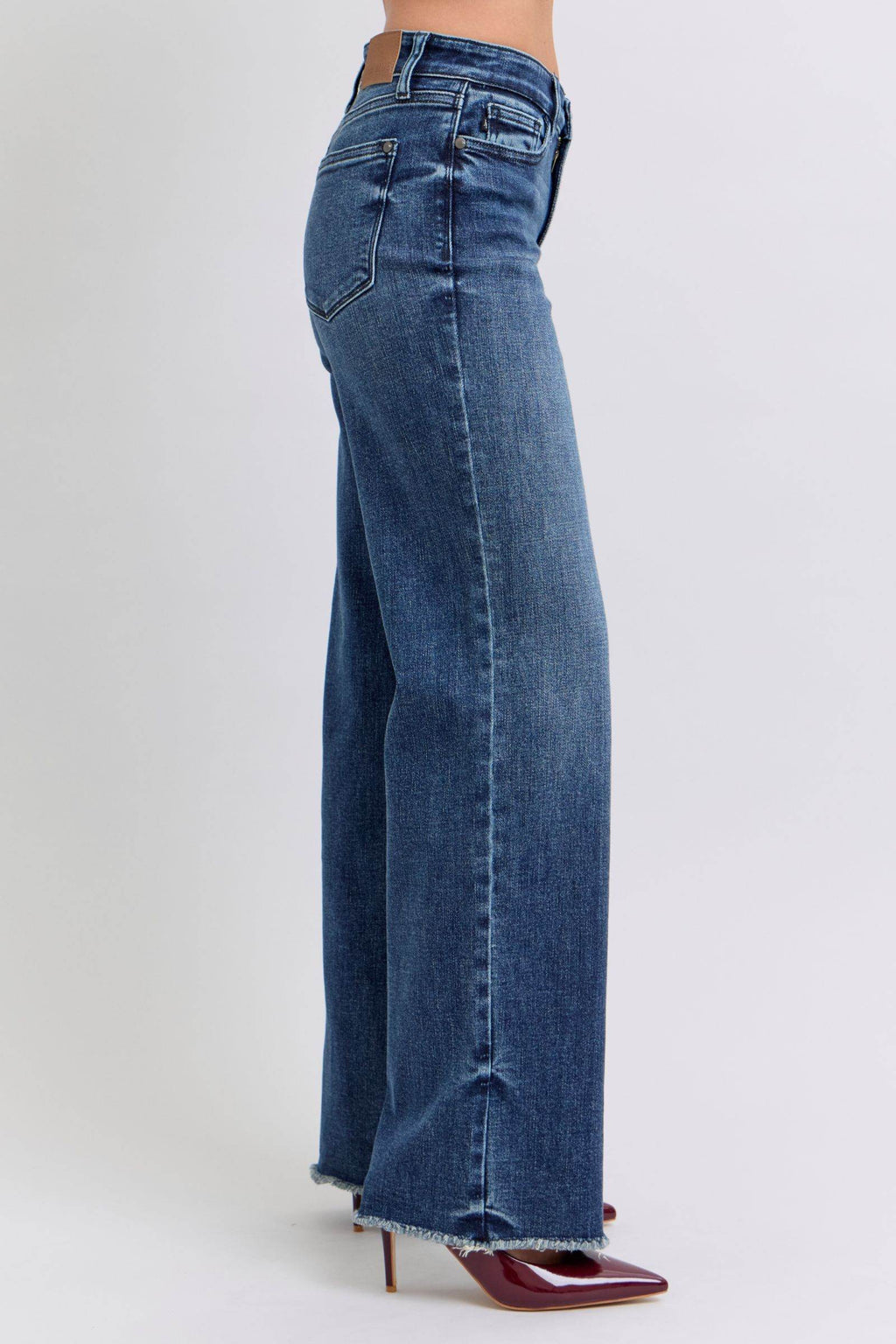Judy Blue Full Size Raw Hem Mid Rise Jeans - Delanoir