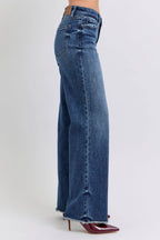 Judy Blue Full Size Raw Hem Mid Rise Jeans - Delanoir