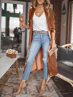 Open Front Long Sleeve Coat - Delanoir