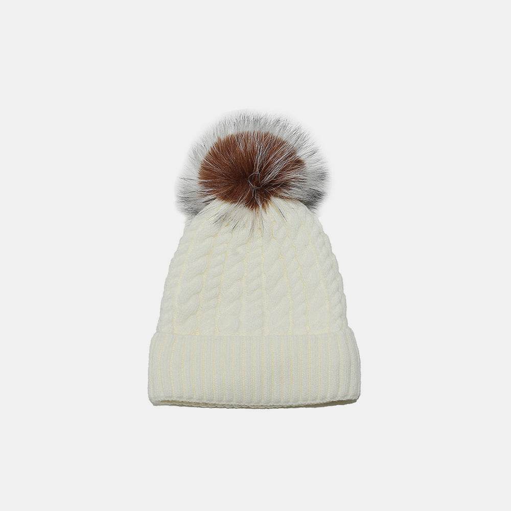 Cable Knit Winter Hat with Pompom - Delanoir